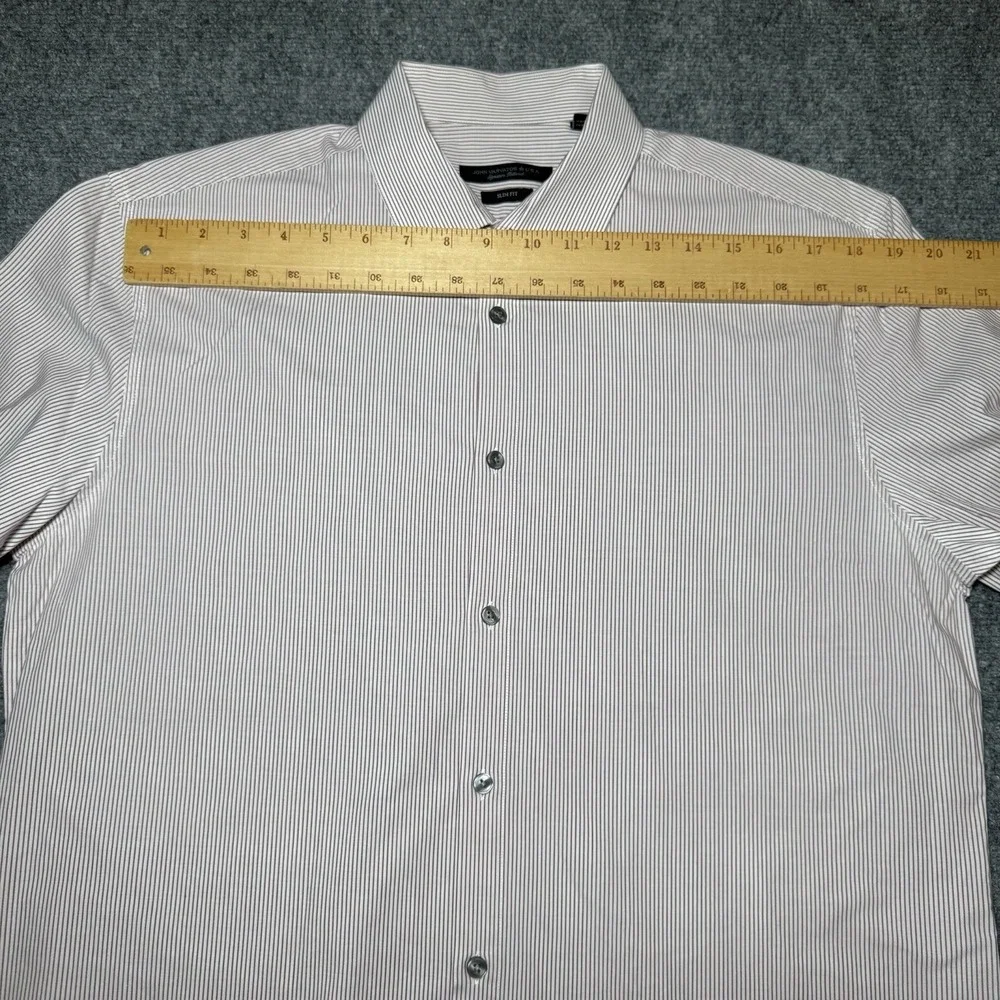 John Varvatos Signature Tailored Slim Fit Pinstripe L/S‎ Large 16.5 34/35 Button